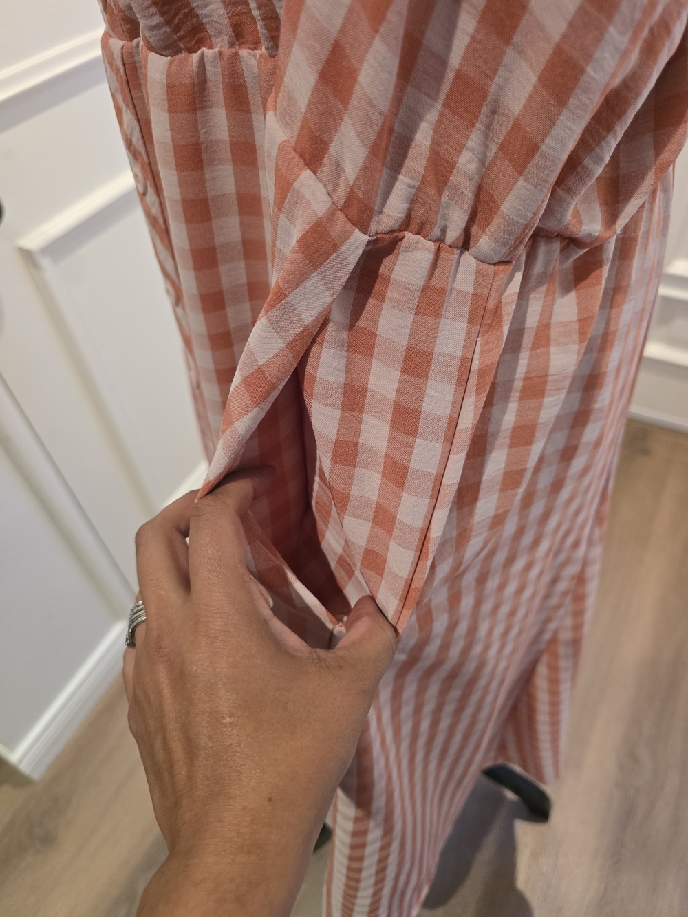 Torrid Orange/Coral Gingham Midi Dress - Picture 4 of 7